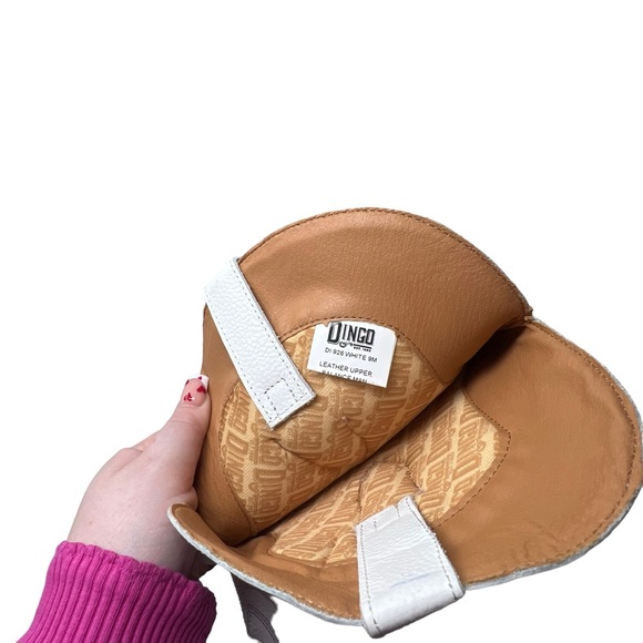 DINGO | Heavens To Betsy Leather Boots White Cowboy Edgy Eagle Leather Heel - Picture 6 of 7